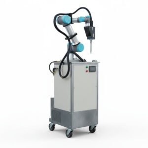 OPSOLO DRGN 24 robotic arm with induction brazing coil on mobile power cabinet