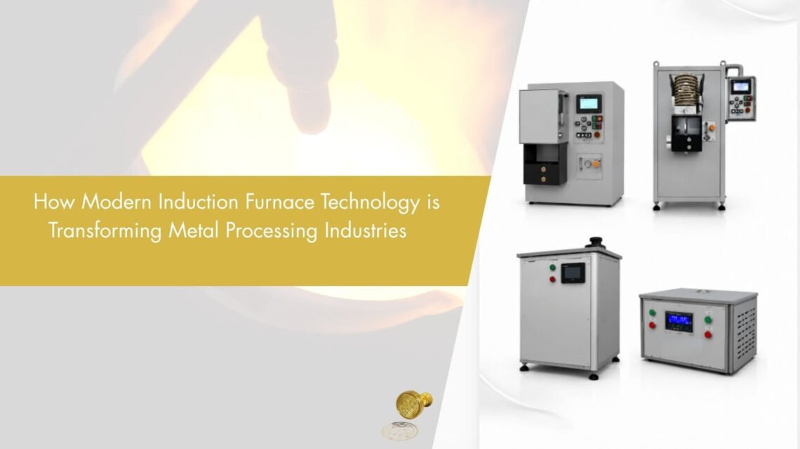 Blog banner on modern induction furnace technology with four melting furnaces