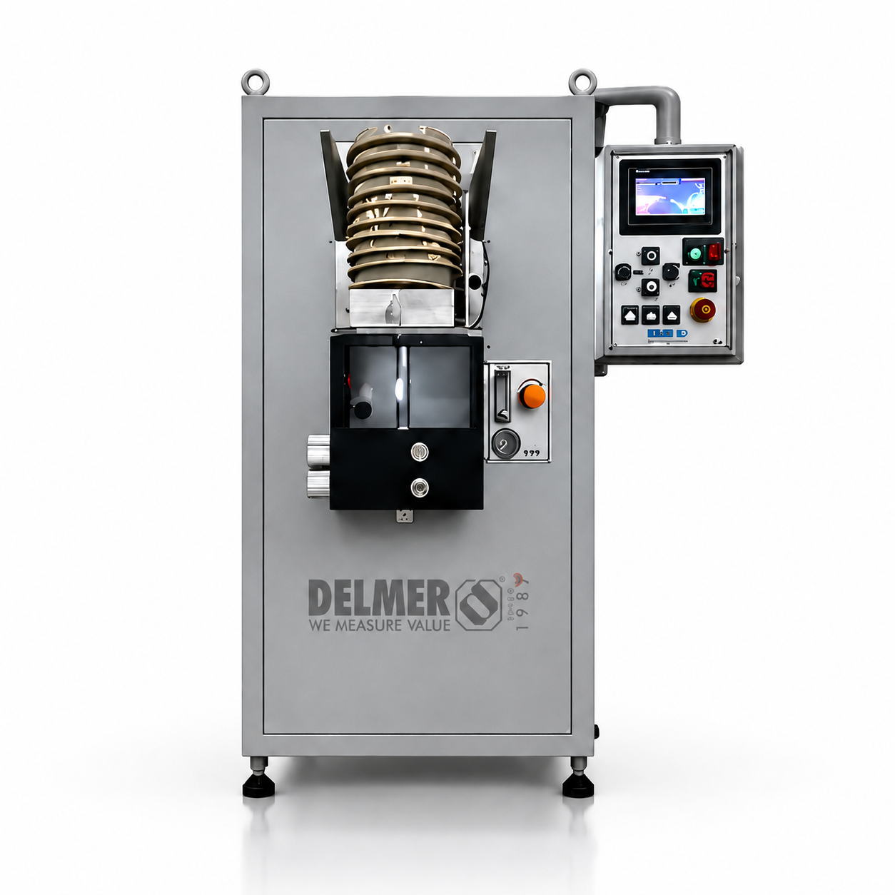 Delmer continuous casting machine with stacked graphite dies and control panel